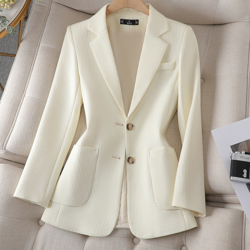 Women's Slim-Fit Green Blazer – Korean-Inspired Office Jacket, Single-Breasted Professional Wear With Modern Tailoring (White/Black/Green, S-4XL)_voghion.com
