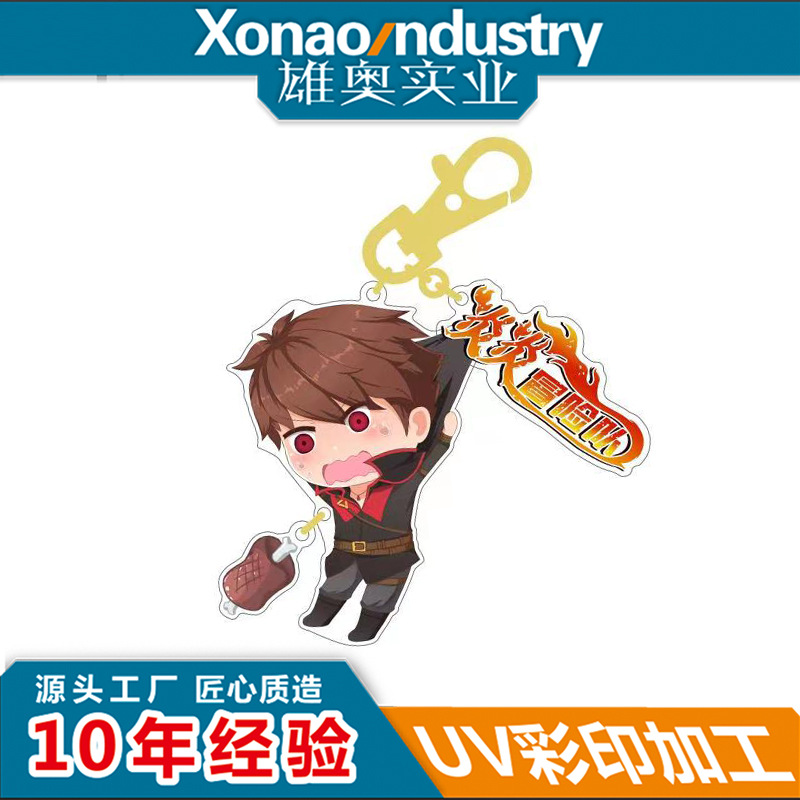 钥匙扣彩印徽章亚克力UV打印铭牌工号牌来料定做标牌玻璃面板加工