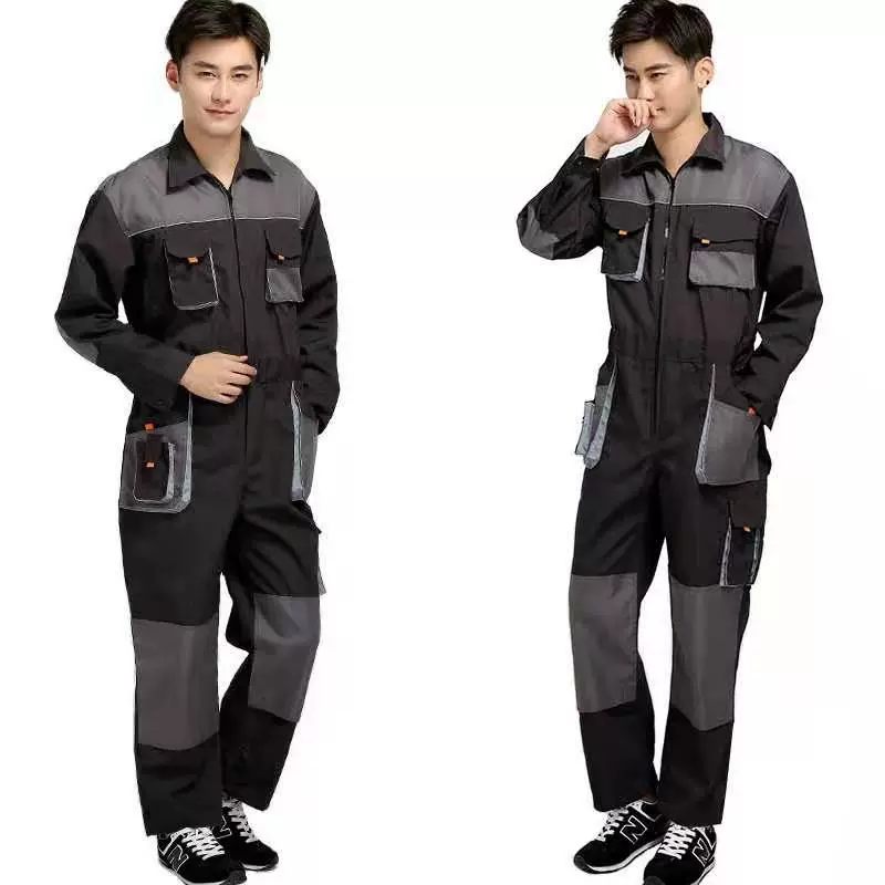 Work Overalls Coverall Suit, Gray One-Piece/Split Set, Multi-Pocket, Sizes S–4XL