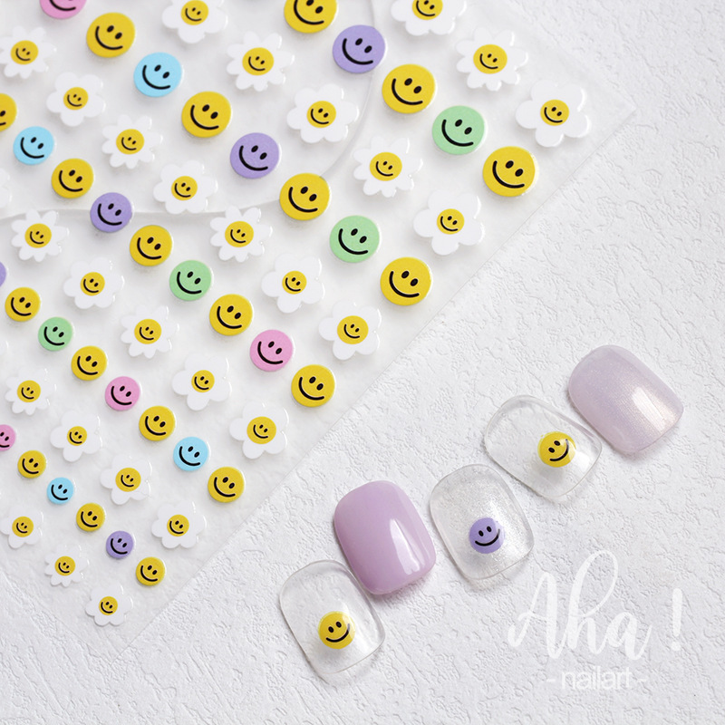 Flower Smiley Nail Stickers Internet Popular Popular Cute Cartoon Bow Love Nail Stickers Nail Decorative Decals