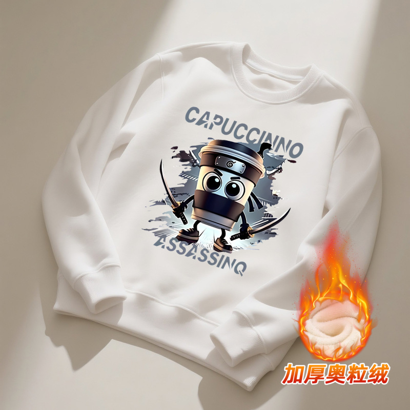 跨境货源咖啡忍者卡布卡布趣味儿童卫衣圆领套头童装休闲秋冬上衣|undefined