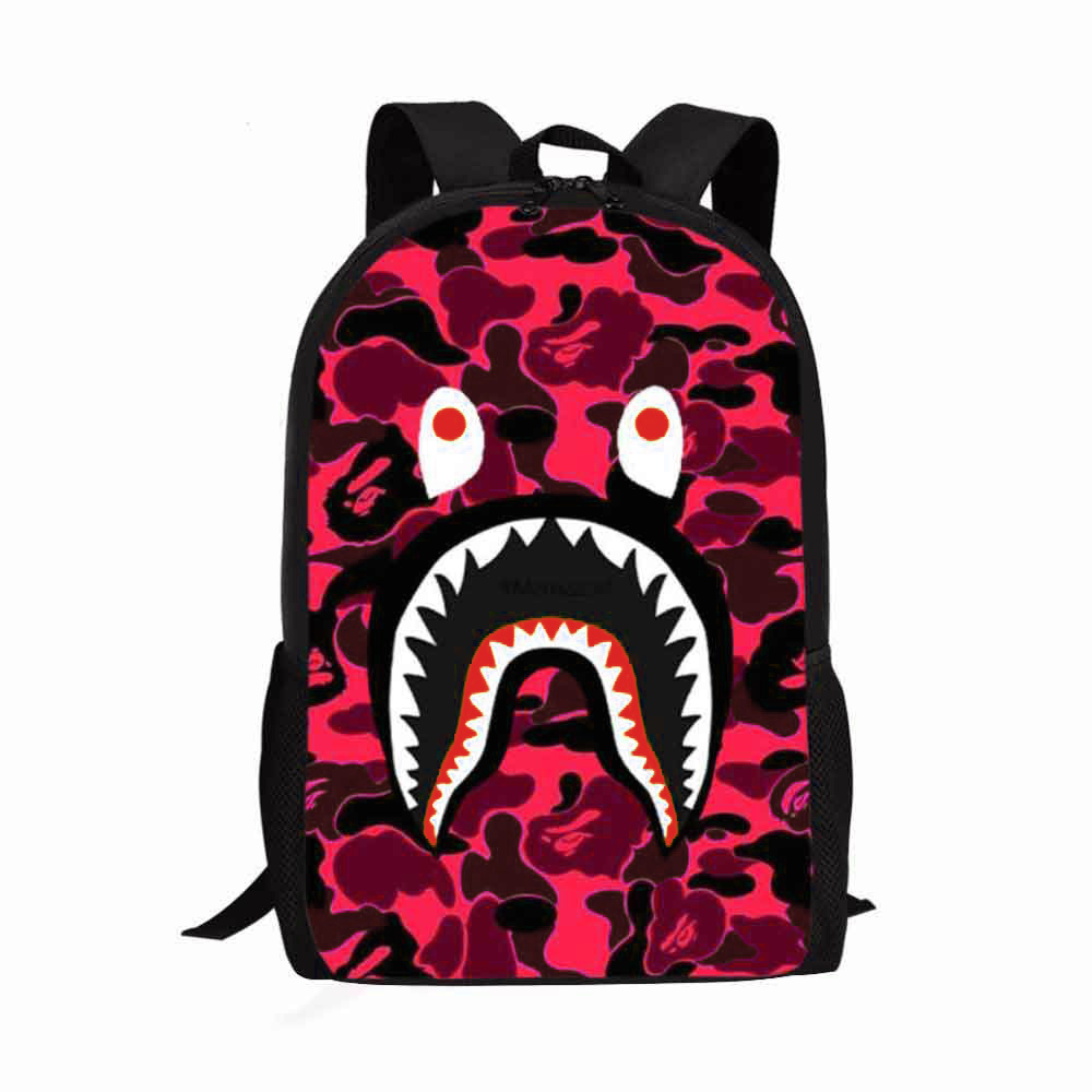 Estudiante de la escuela primaria mochila camuflaje tiburón logotipo imprimible de gran capacidad Mochila para niños mochila de dibujos animados transfronteriza entrega