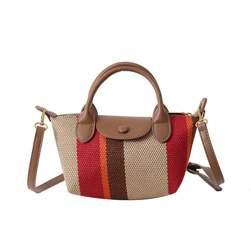 Bags for women 2024 new Korean style portable dumpling bag trendy high-end textured fabric striped shoulder crossbody bag