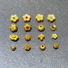 S925 シルバーゴールドメッキパール桃の花スペーサービーズ編組ブレスレットネックレス diy アクセサリー半完成桃の花スルーホールアクセサリー