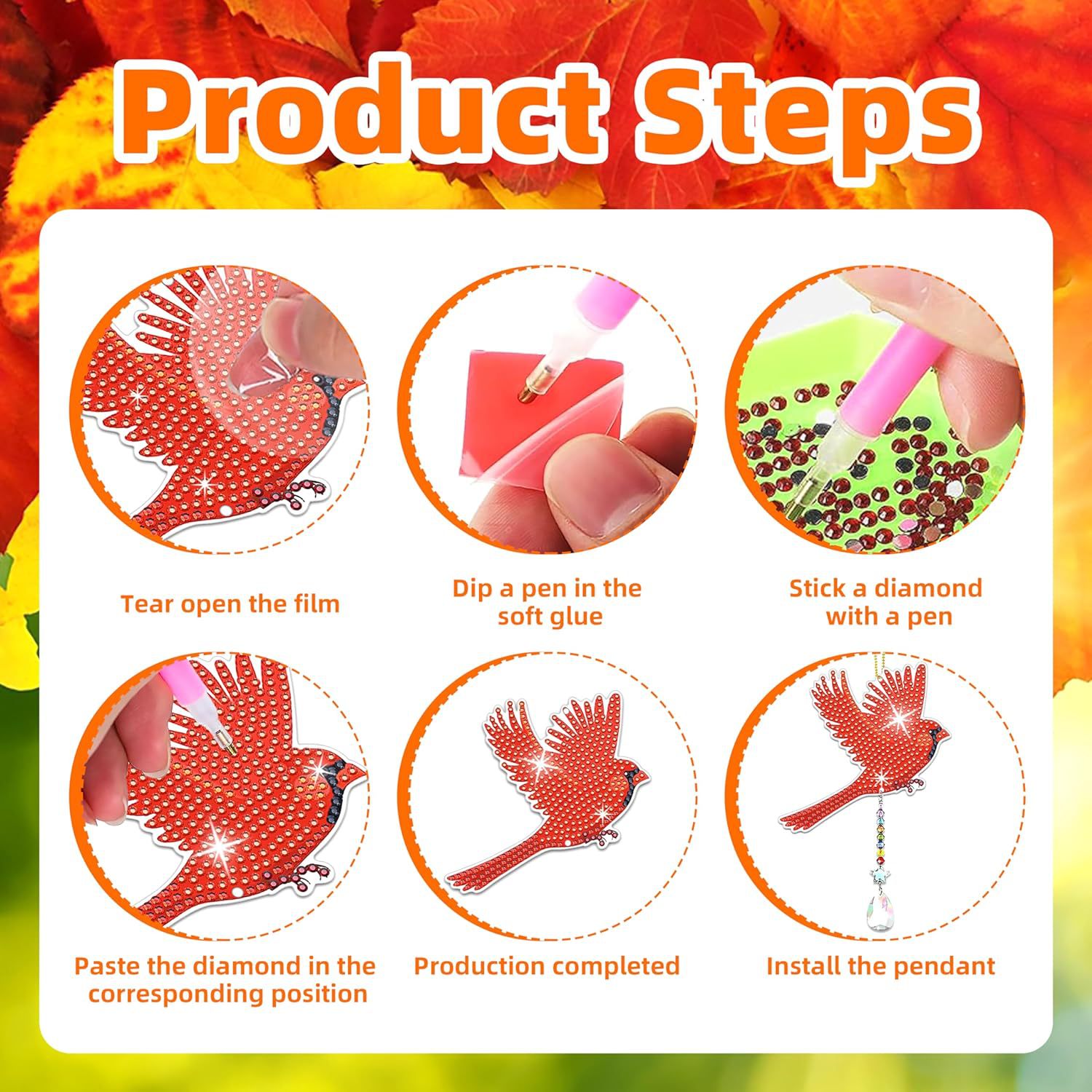 Colgante de campanilla de viento con pintura de diamantes 5D, decoración colgante DIY con diamantes completos, adorno de cristal hecho a mano para ventana de balcón, decoración DIY con incrustaciones de diamantes.