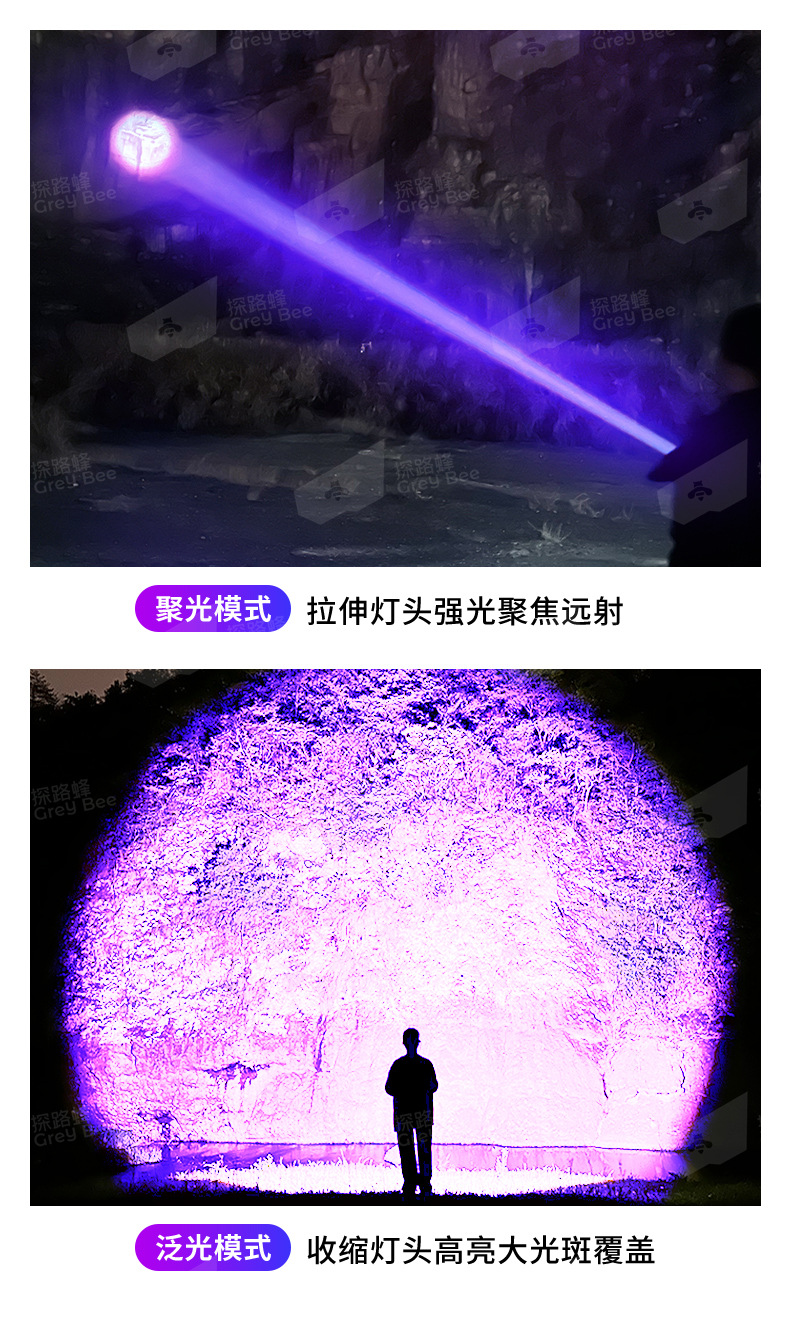 Special Lamp for Scorpions, Multi-Functional Strong Light Flashlight, Rechargeable Outdoor Long-Range Ultra-Bright Purple Light, Long Battery Life