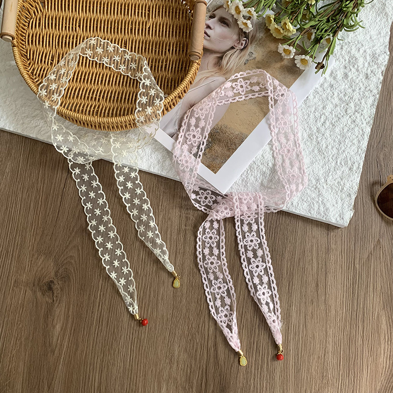 Nuevo colgante de moda de encaje de hadas trenzado correa de cabello flotante correa de cabello blanca correa de cabello universal temperamento correa de cabello hueco