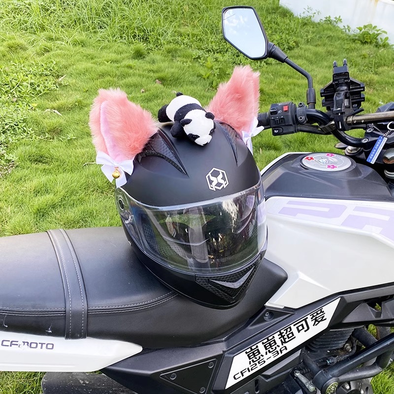 Motorcycle Helmet Decoration Plush Cat Ear Accessories