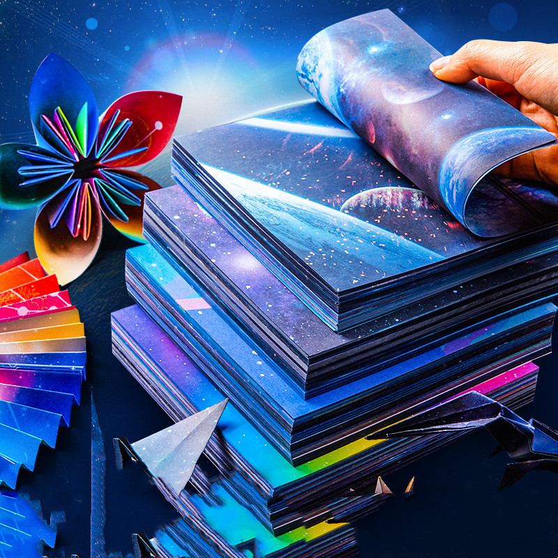 Starry Sky Origami Special Paper Kidsren's Printed Laser Bead Luminous Paper Thousand Paper Cranes Star Gradient Handmade Paper Colorfuled Paper