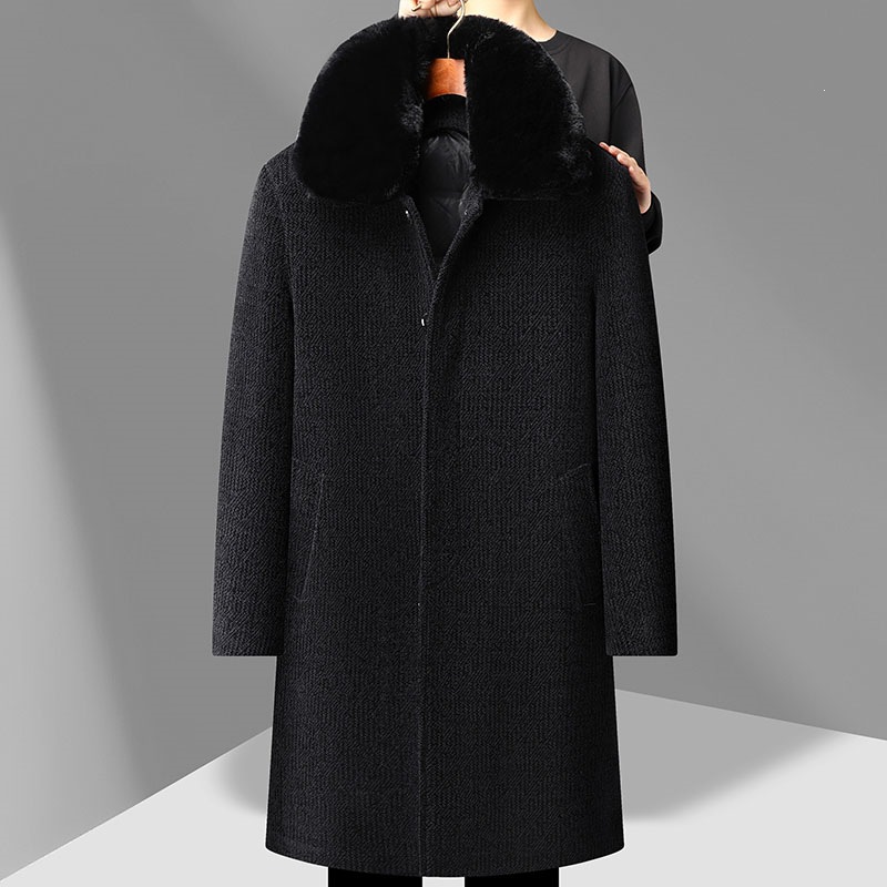 Middle-aged men's 80% down-filled detachable down-lined chenille coat, a versatile and warm outerwear for autumn and winter 2026.