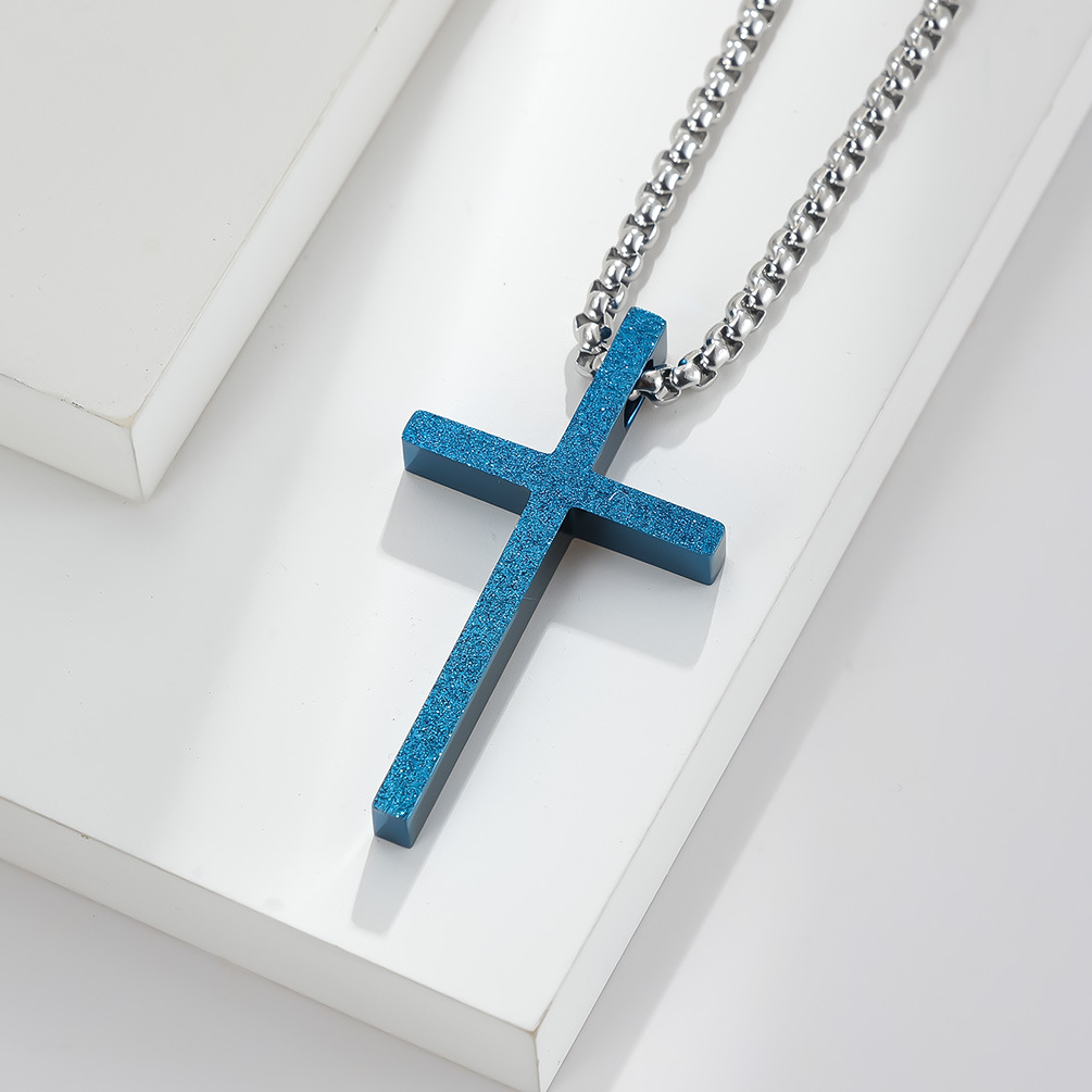 Mode Simple Givré Pendentif Croix En Acier Inoxydable Collier display picture 5