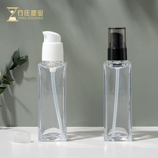 80ml方形厚壁精油瓶透明加厚精华乳液瓶化妆品按压分装瓶加工定制