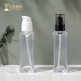 80ml方形厚壁精油瓶透明加厚精华乳液瓶化妆品按压分装瓶加工定制