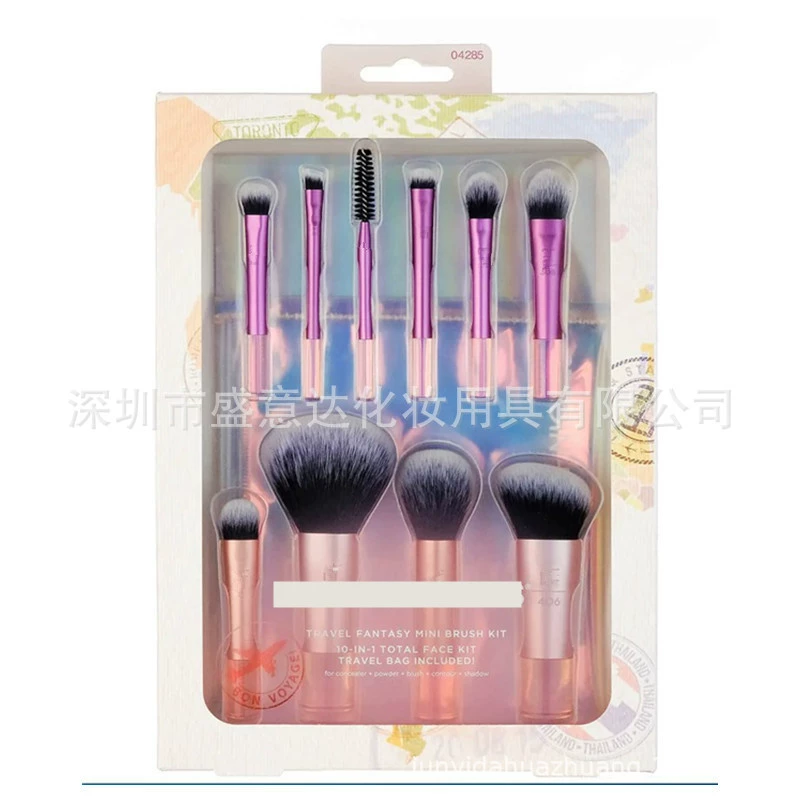 Makeup Brush Set, 10-Piece Face & Eye Kit, Foundation Blush Concealer Highlighter Brushes