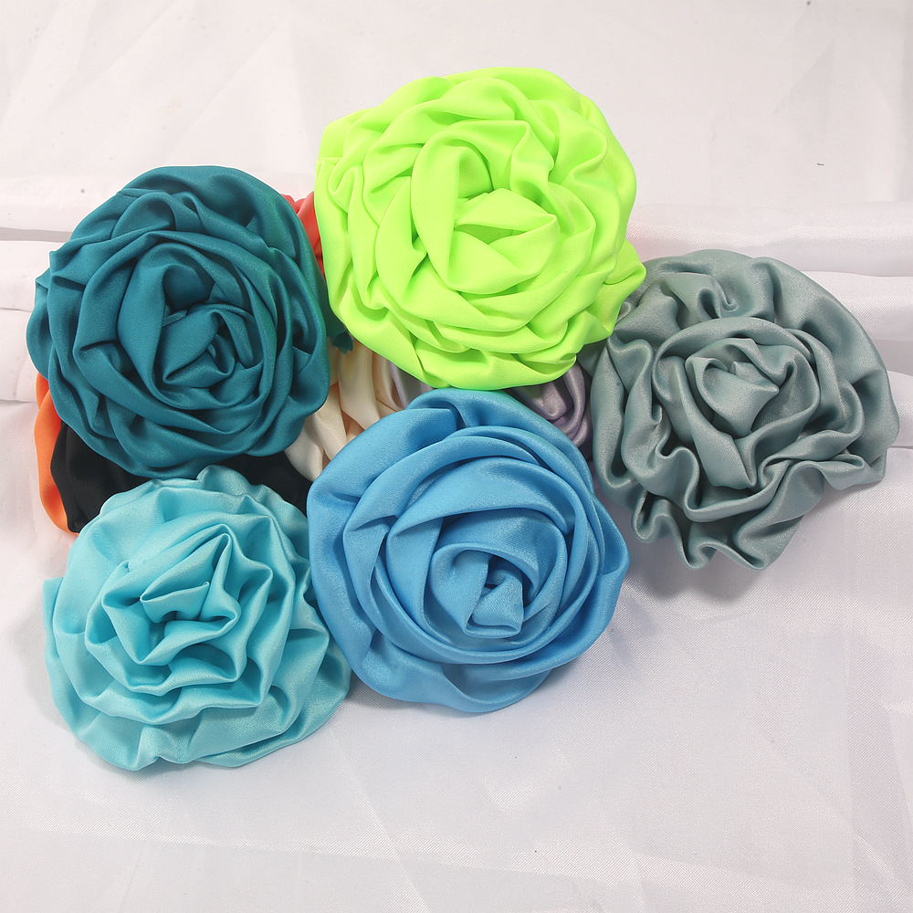 DIY children's hairbands, shoes, hats, clothing decoration flowers 8cm twisted edge satin fabric rose buds