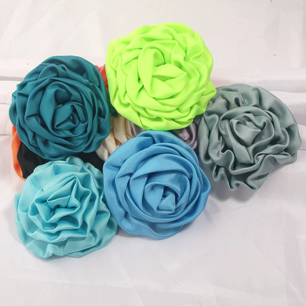 DIY children's hairbands, shoes, hats, clothing decoration flowers 8cm twisted edge satin fabric rose buds