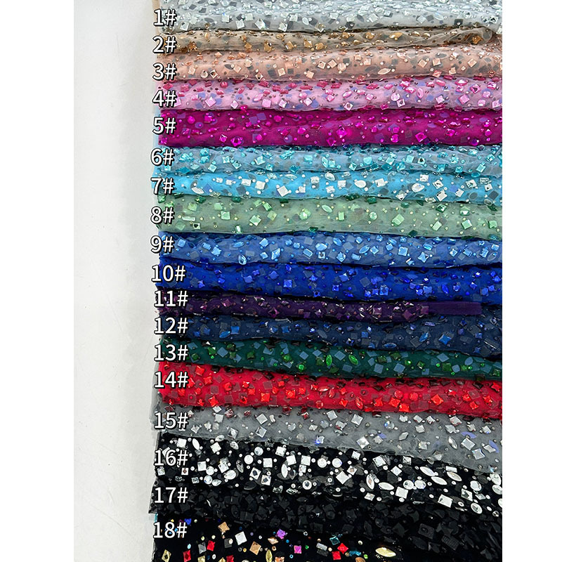 Comercio exterior transfronterizo nuevo vestido de novia tejido de moda completo degradado malla de diamantes calientes tejido de traje de alta calidad