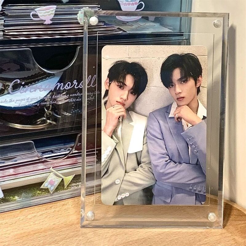 Acrylic photo frame clip displays 3-inch Aidou photo products with card slot transparent magnetic photo frame vertical card brick