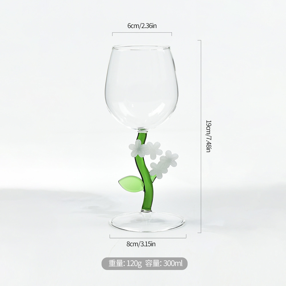 Botánica transfronteriza de alto grado flor taza de vidrio alto taza de champán taza de vino transparente de alto valor taza de bordeaux