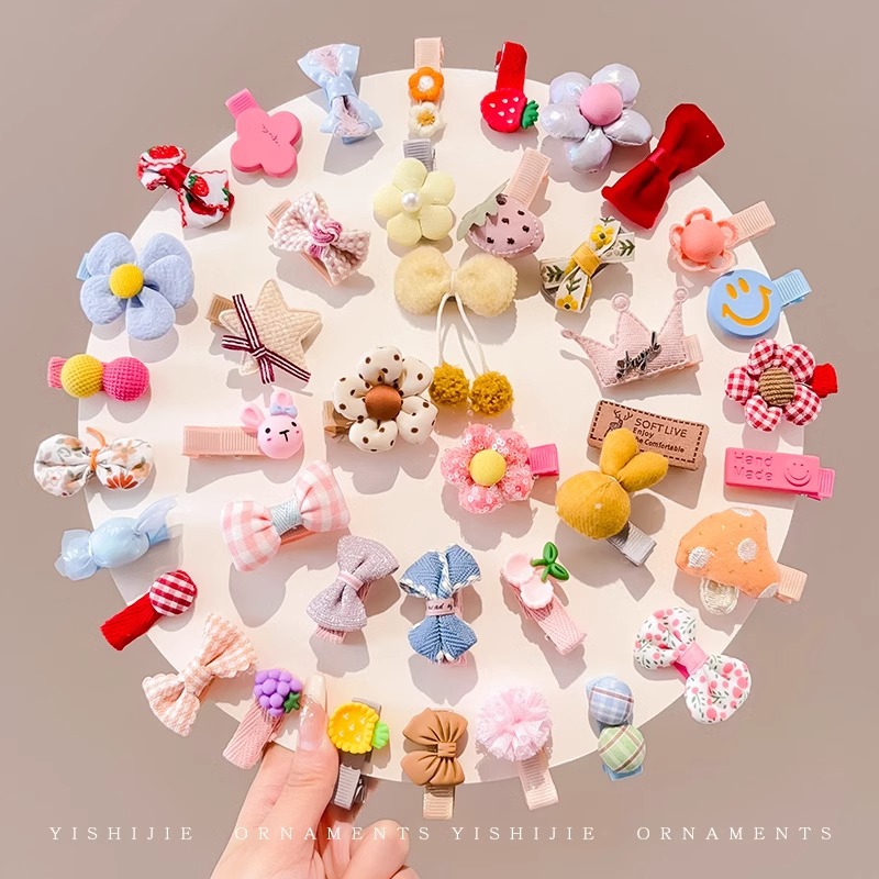 Horquilla para bebés y bebés, linda y súper linda horquilla de lanugo, las niñas y los niños no lastimaran el cabello, pinza para el cabello, clip de tela de paquete completo, tocado