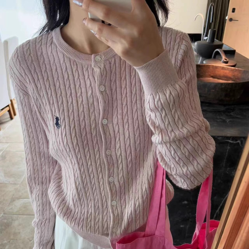 Cotton and linen blended simple twist miu embroidery knitted cardigan women's 2025 early spring new all-match top B1330