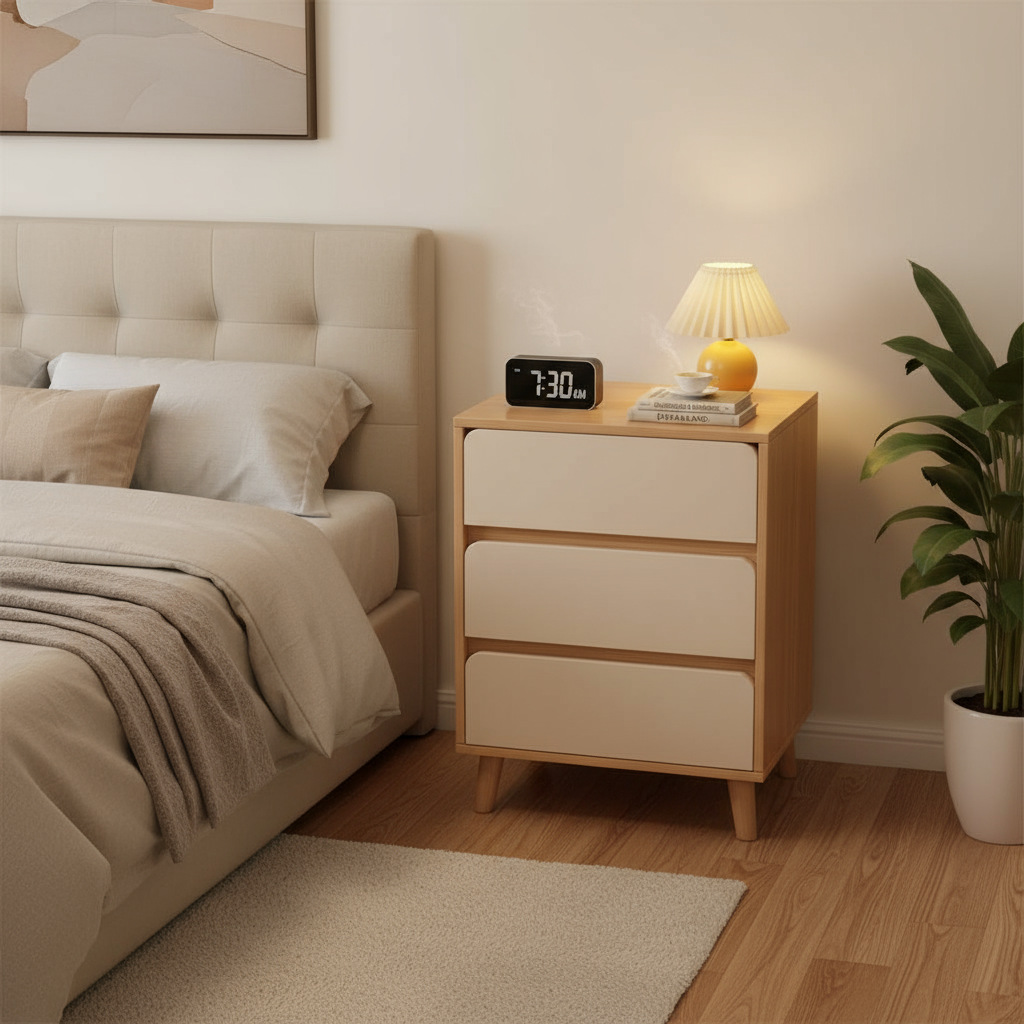 gabinete lateral de la meseta de cabezal de cama moderno y simple pequeño estante para habitaciones de alquiler doméstico dormitorio simple gabinete de almacenamiento image 1