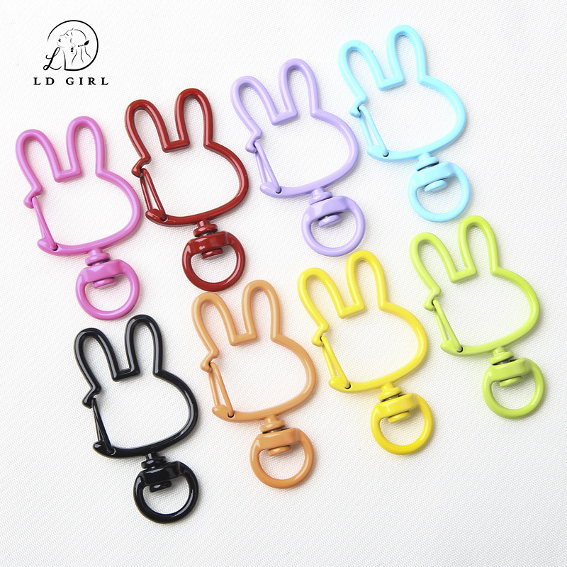 Colorful Painted Spring Buckle Universal Rotating Candy-Colored Bunny Keychain DIY Jewelry Accessories Zinc Alloy Colorful Painted Spring Buckle Universal Rotating Candy-Colored Bunny Keychain DIY Jewelry Accessories Zinc Alloy