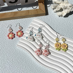 925銀國風cosplay洛麗塔風百搭可愛款耳鈎貓爪可愛的雲朵小眾耳飾
