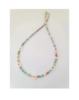 Necklace from pearl, beads, acrylic chain, copper ceramics