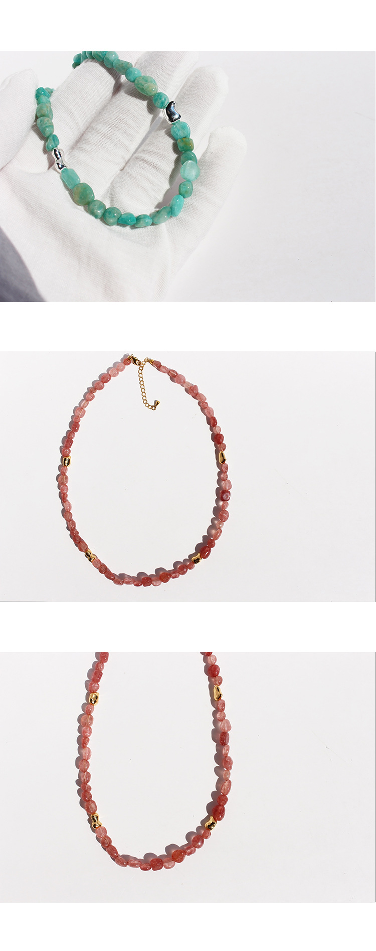 natural stone, Brass Material Casual Simple Style Geometric Natural Stone Brass Necklace In Bulk
