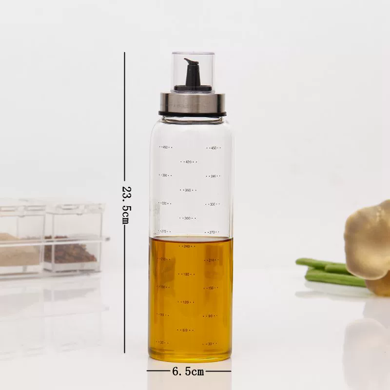 High borosilicate transparent lid oil bottle creative leak-proof glass oil bottle kitchen soy sauce vinegar bottle dust-proof condiment bottle wholesale