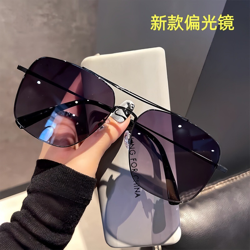 2026 New Style Polarized Sunglasses, Fashionable Double-Bridge Sunglasses with Large Frames, Suitable for Both Men and Women, Can Be Fitted with Prescription Lenses, Make the Face Look Slimmer