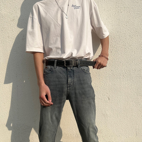 Men's Belt - High-End Style New Hong Kong Style Trendy Instagram Belt for Men - High-End Men's Belt - Trendy Belt for Men