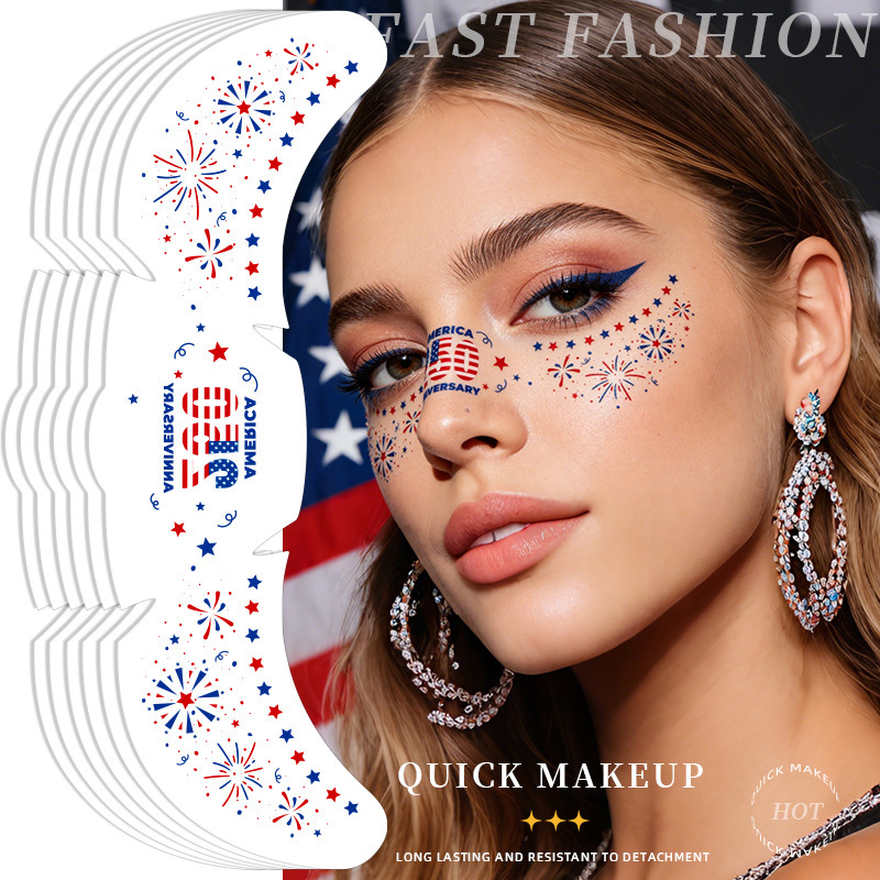 Cross-Border Amazon European and American Freckle Tattoo Stickers Waterproof Realistic Makeup Stickers American Independence Day Temporary Face Stickers Cross-Border Amazon European and American Freckle Tattoo Stickers Waterproof Realistic Makeup Stickers American Independence Day Temporary Face Stickers