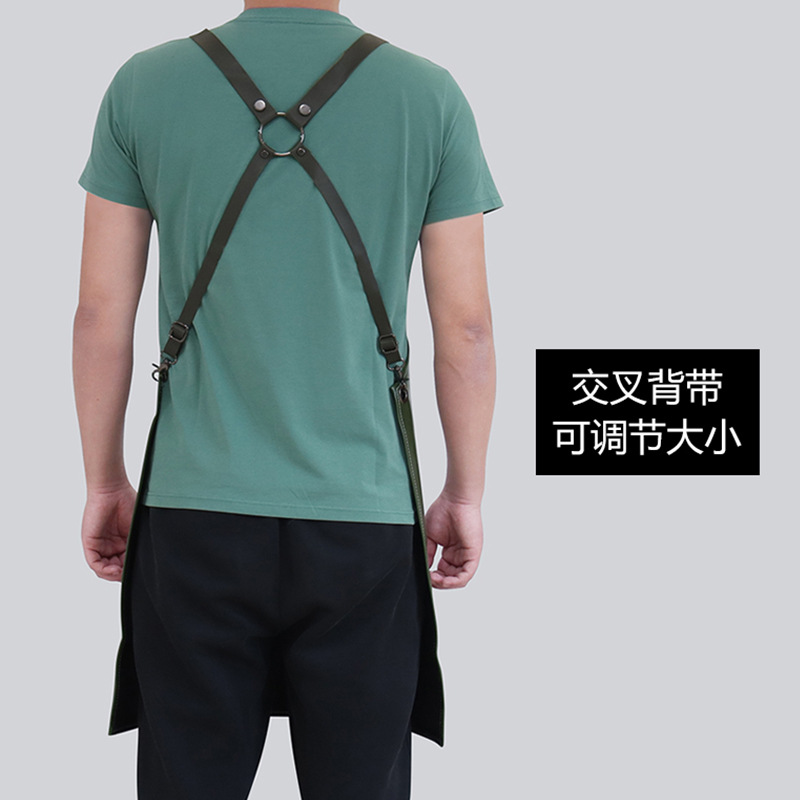 Transfronterizos pu delantal impermeable barbería técnica café florista ropa de trabajo para hombres y mujeres delantal de bolsillo grande desmontable