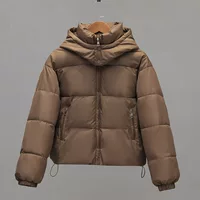 Короткая куртка-бомбер с капюшоном,Oversize куртка с увеличенной толщиной, зима 2023, размеры M–XXL