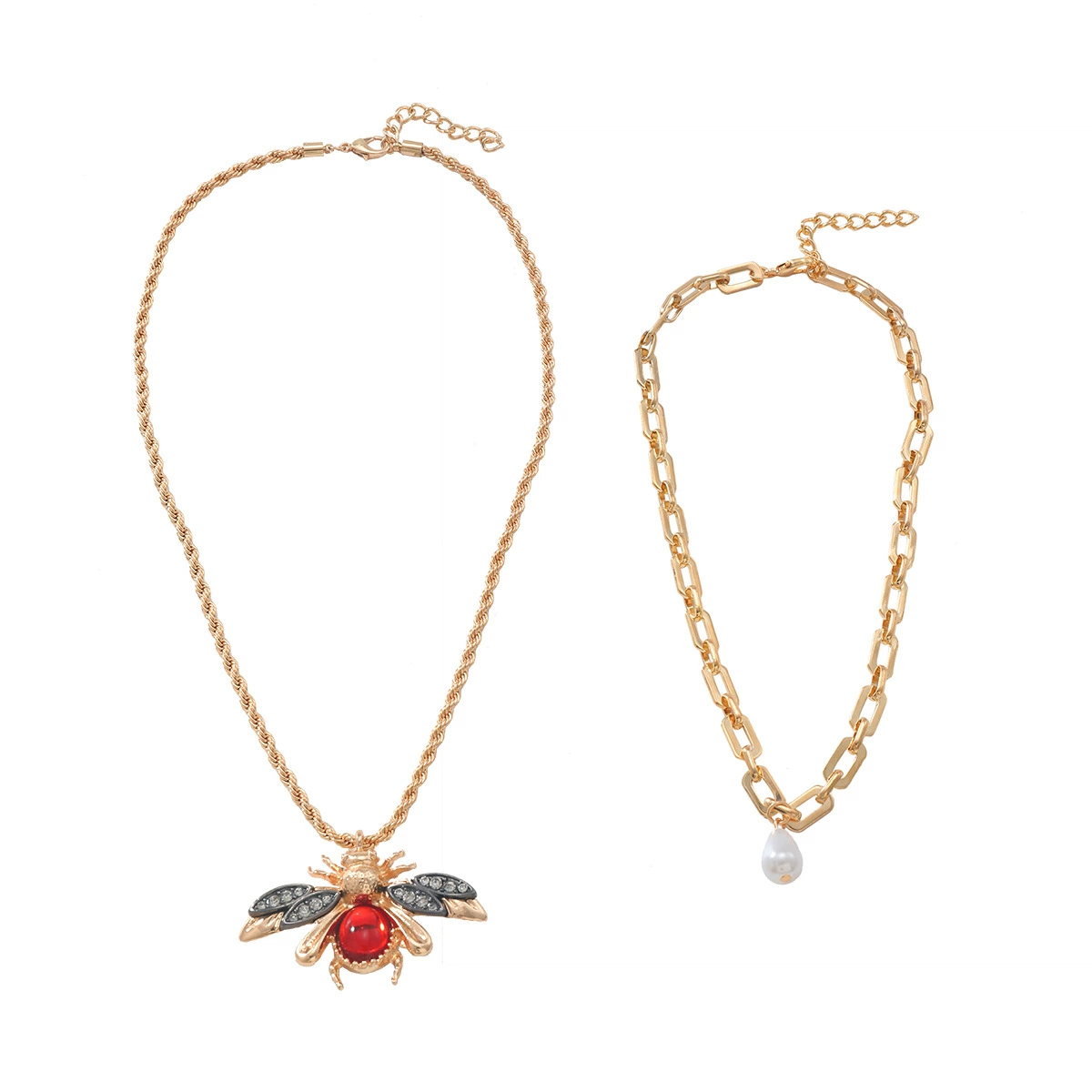 Brand set from pearl, pendant, retro necklace, European style