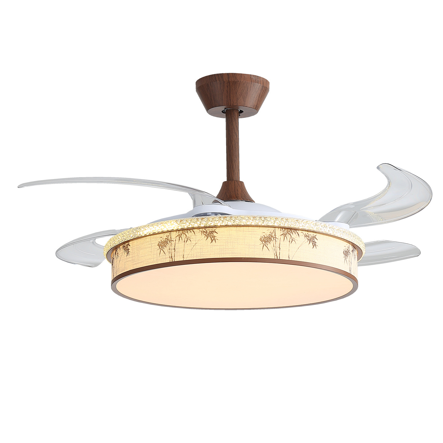 Lámpara de ventilador de comedor estilo antiguo nuevo estilo chino estética de la dinastía Song impresión de tela retrógrada gran ventilador eléctrico luz L263
