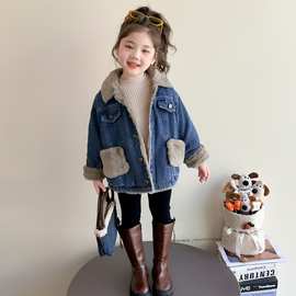 女童牛仔外套秋冬款2025新款儿童洋气冬装时髦加绒加厚女宝宝上衣