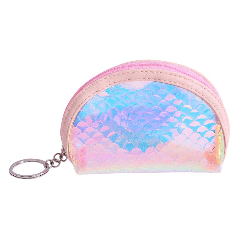 [Fábrica al por mayor] chica corazón colorido pescado escala patrón monedero semicírculo cuadrado mini estudiante clave bolsa