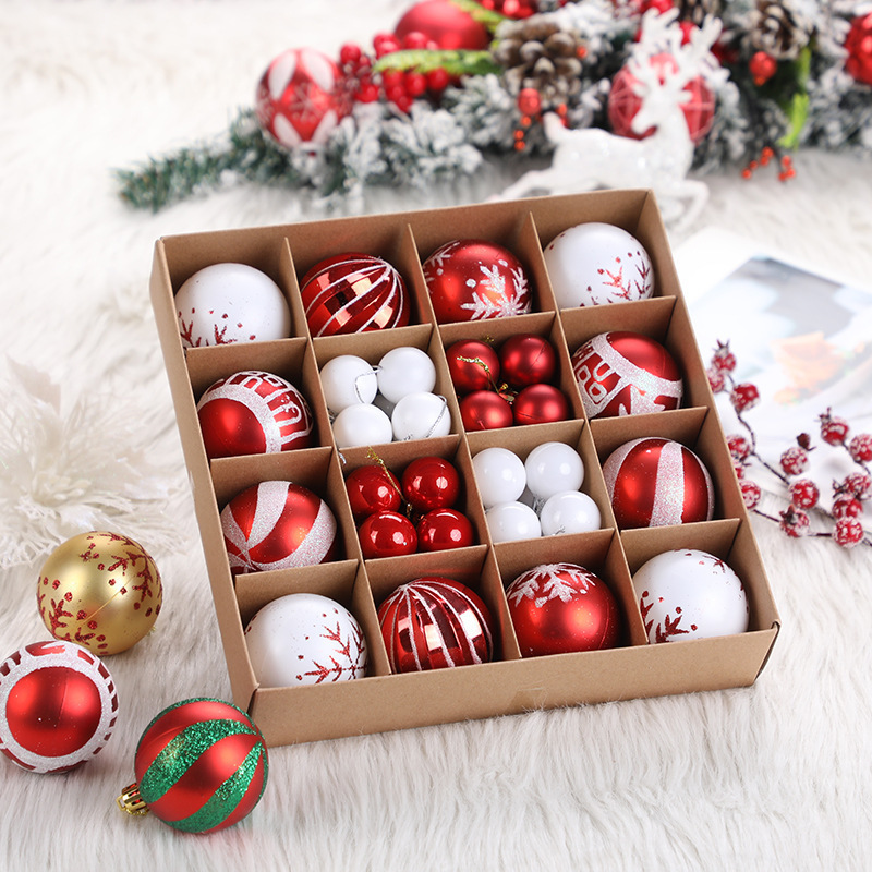 Cross-Border Amazon Christmas Decorations Colorful Balls Party Decoration Gift Box Set Christmas Tree Ornaments 44 Pieces
