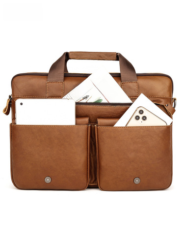 New computer handbag European and American retro genuine leather shoulder bag new men's briefcase business men's bag 