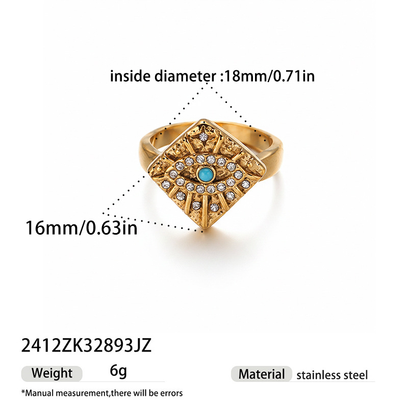 Tina Europa y los Estados Unidos transfronterizos INS viento medieval temperamento de moda anillo de acero inoxidable chapado 18 quilates oro anillo de zircon mujer al por mayor