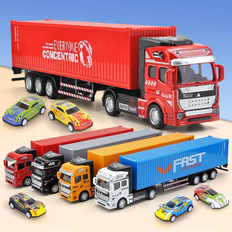 Alloy big truck boy toy car children simulation truck container trailer model transporter set Alloy big truck boy toy car children simulation truck container trailer model transporter set