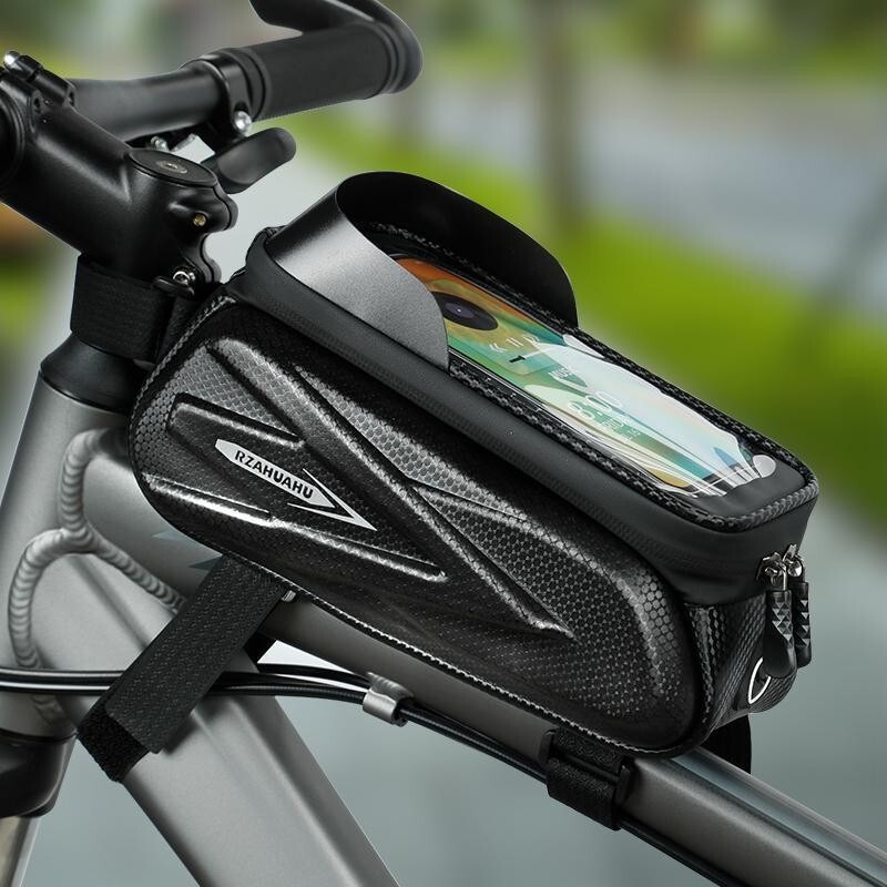 Bicycle Hard Shell Bag with Touch Screen Capability, Waterproof Mountain Bike Top Tube Bag, Road Bike Cycling Crossbar Front Frame Bag