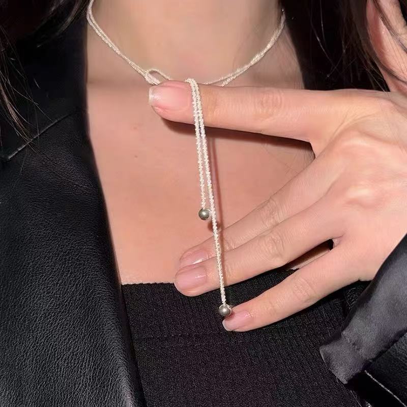 Otoño y invierno minimalistas collares colgante de goteo de Feng Shui mujeres chaqueta larga suéter cadena casual accesorios de lujo ligero