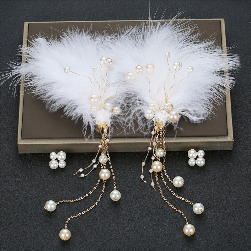 Fashion Geometric Feather Tassel Artificial Pearls