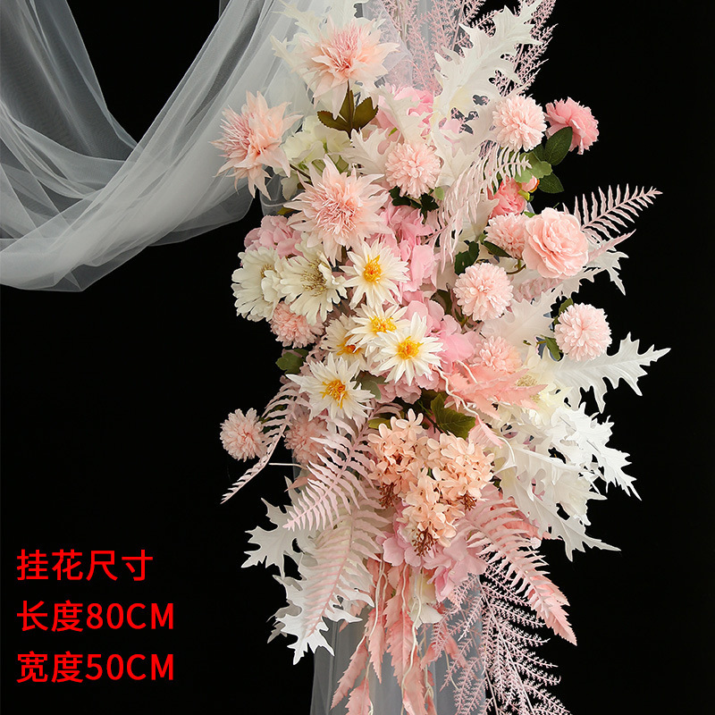 結婚式の道具の青い結婚式のシミュレーションの花の列の花の三角の花の列は造花の舞台の装飾の大きい赤色を配置します。|undefined