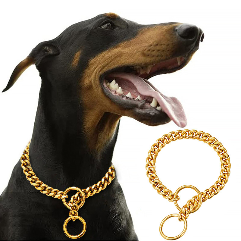 Spot selling 10mm gold stainless steel dog necklace P chain titanium collar Amazon AliExpress explosions wholesale Spot selling 10mm gold stainless steel dog necklace P chain titanium collar Amazon AliExpress explosions wholesale