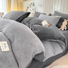加厚牛奶绒四件套装冬季保暖法兰绒加绒双面三件套床单被套母婴级